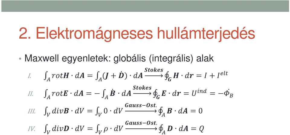 (integrális) alak. I. II. III. IV.