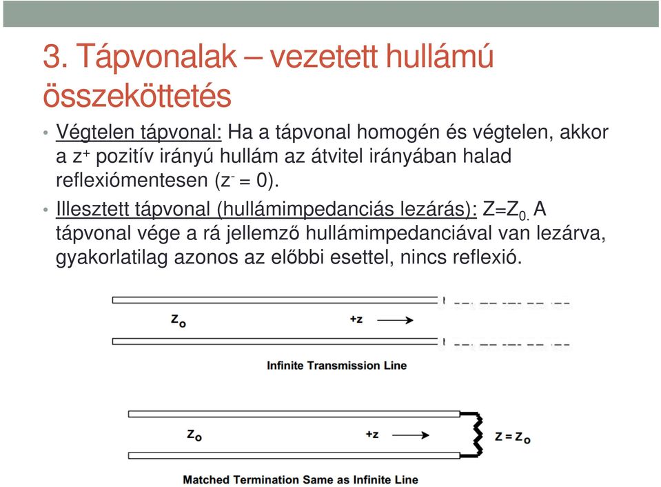 - = 0). Illesztett tápvonal (hullámimpedanciás lezárás): Z=Z 0.