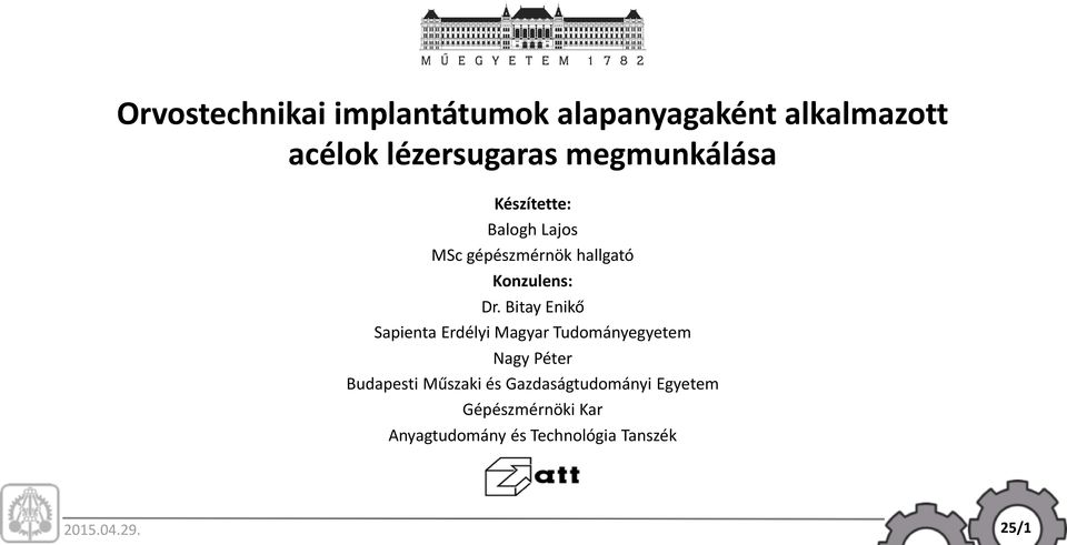 Bitay Enikő Sapienta Erdélyi Magyar Tudományegyetem Nagy Péter Budapesti Műszaki