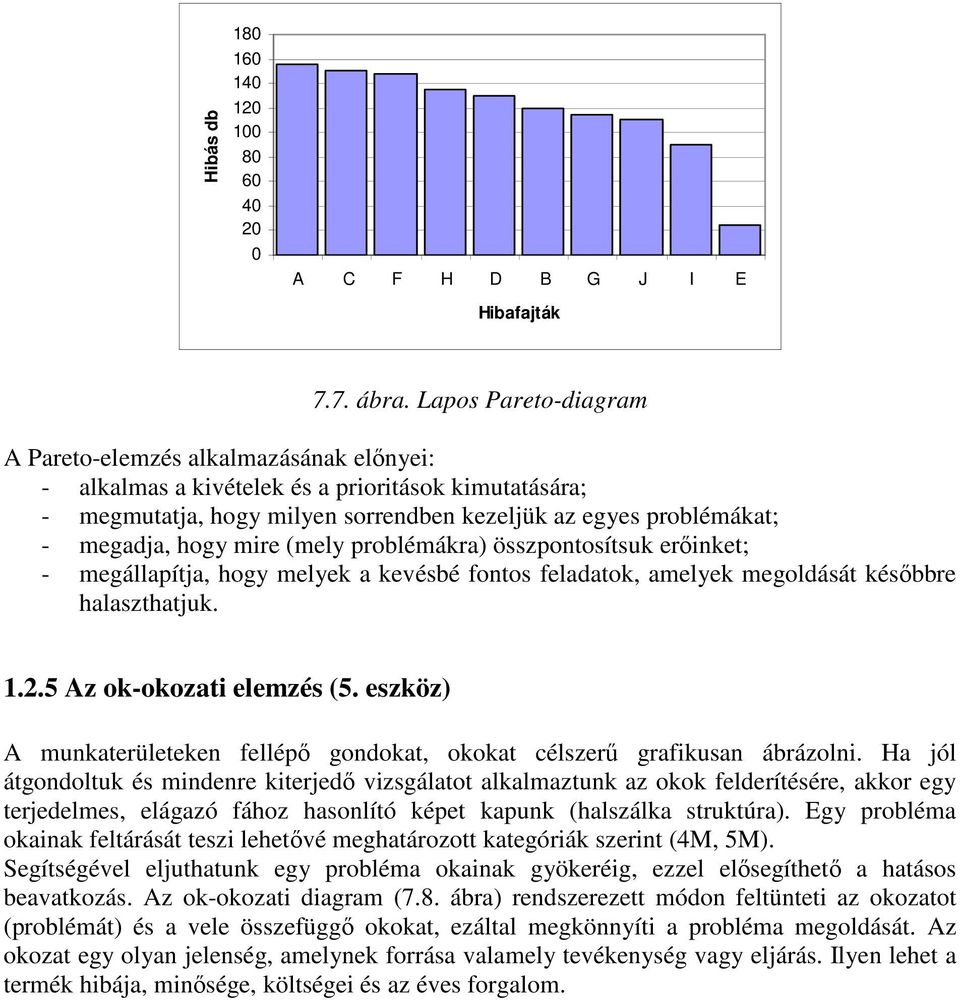 mire (mely problémákra) összpontosítsuk erıinket; - megállapítja, hogy melyek a kevésbé fontos feladatok, amelyek megoldását késıbbre halaszthatjuk. 1.2.5 Az ok-okozati elemzés (5.