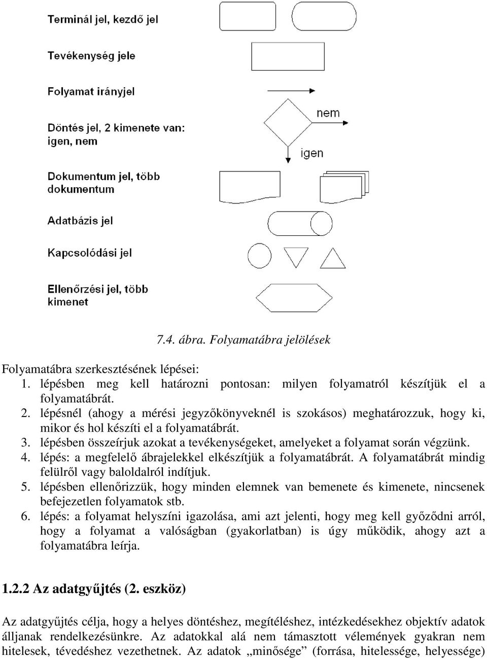 lépésben összeírjuk azokat a tevékenységeket, amelyeket a folyamat során végzünk. 4. lépés: a megfelelı ábrajelekkel elkészítjük a folyamatábrát.