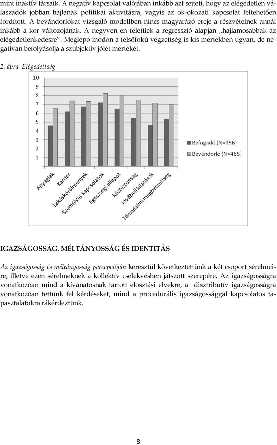 Meglepő módon a felsőfokú végzettség is kis mértékben ugyan, de negatívan befolyásolja a szubjektív jólét mértékét. 2. ábra.