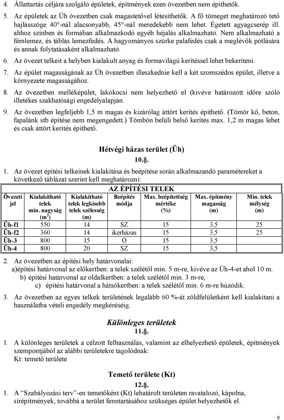Nem alkalmazható a fémlemez, és táblás lemezfedés. A hagyományos szürke palafedés csak a meglévők pótlására és annak folytatásaként alkalmazható. 6.