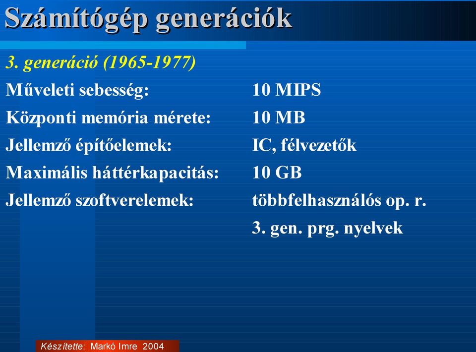 mérete: Jellemző építőelemek: Maximális háttérkapacitás: 10