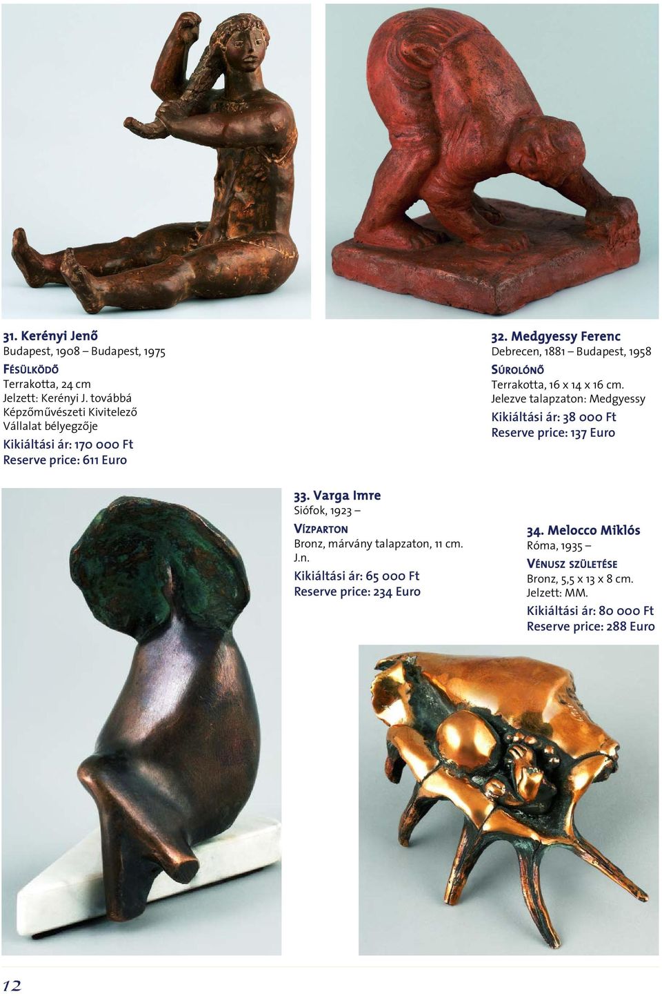Medgyessy Ferenc Debrecen, 1881 Budapest, 1958 SÚROLÓNÔ Terrakotta, 16 x 14 x 16 cm.