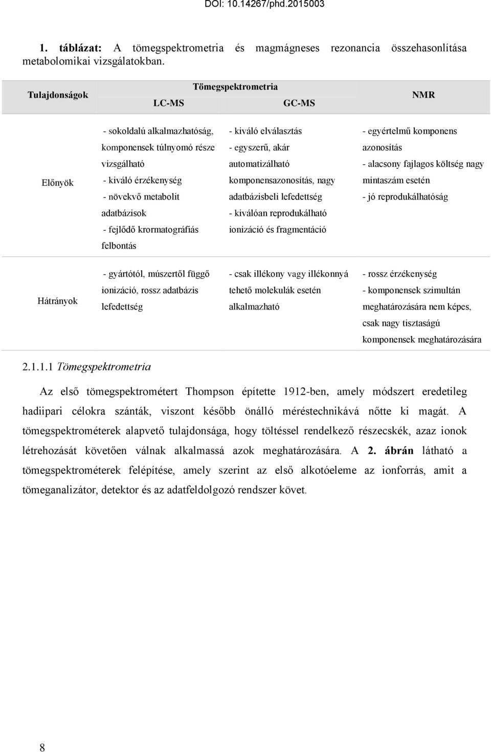 automatizálható - alacsony fajlagos költség nagy Előnyök - kiváló érzékenység - növekvő metabolit komponensazonosítás, nagy adatbázisbeli lefedettség mintaszám esetén - jó reprodukálhatóság