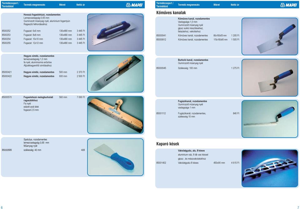 Gumírozott műanyag nyél gipsz sukkó készítéséhez, falazáshoz, vakoláshoz 85000941 Kőműves kanál, rozsdamentes 80x160x55 mm 1 205 Ft 85000812 Kőműves kanál, rozsdamentes 115x160x90 mm 1 505 Ft Hegyes