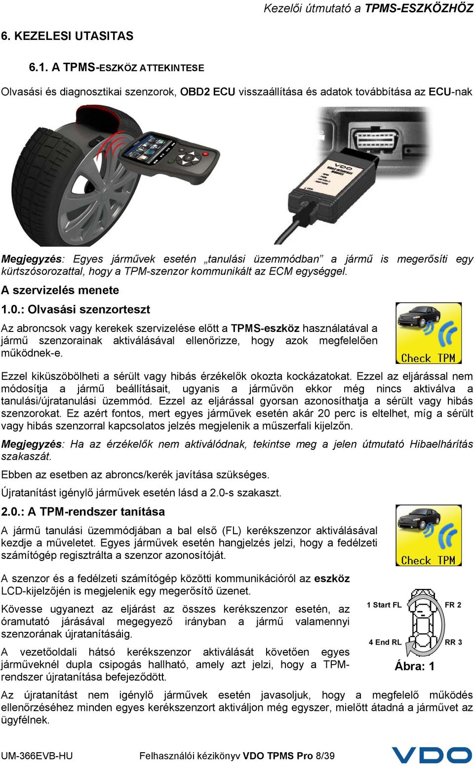 kürtszósorozattal, hogy a TPM-szenzor kommunikált az ECM egységgel. A szervizelés menete 1.0.