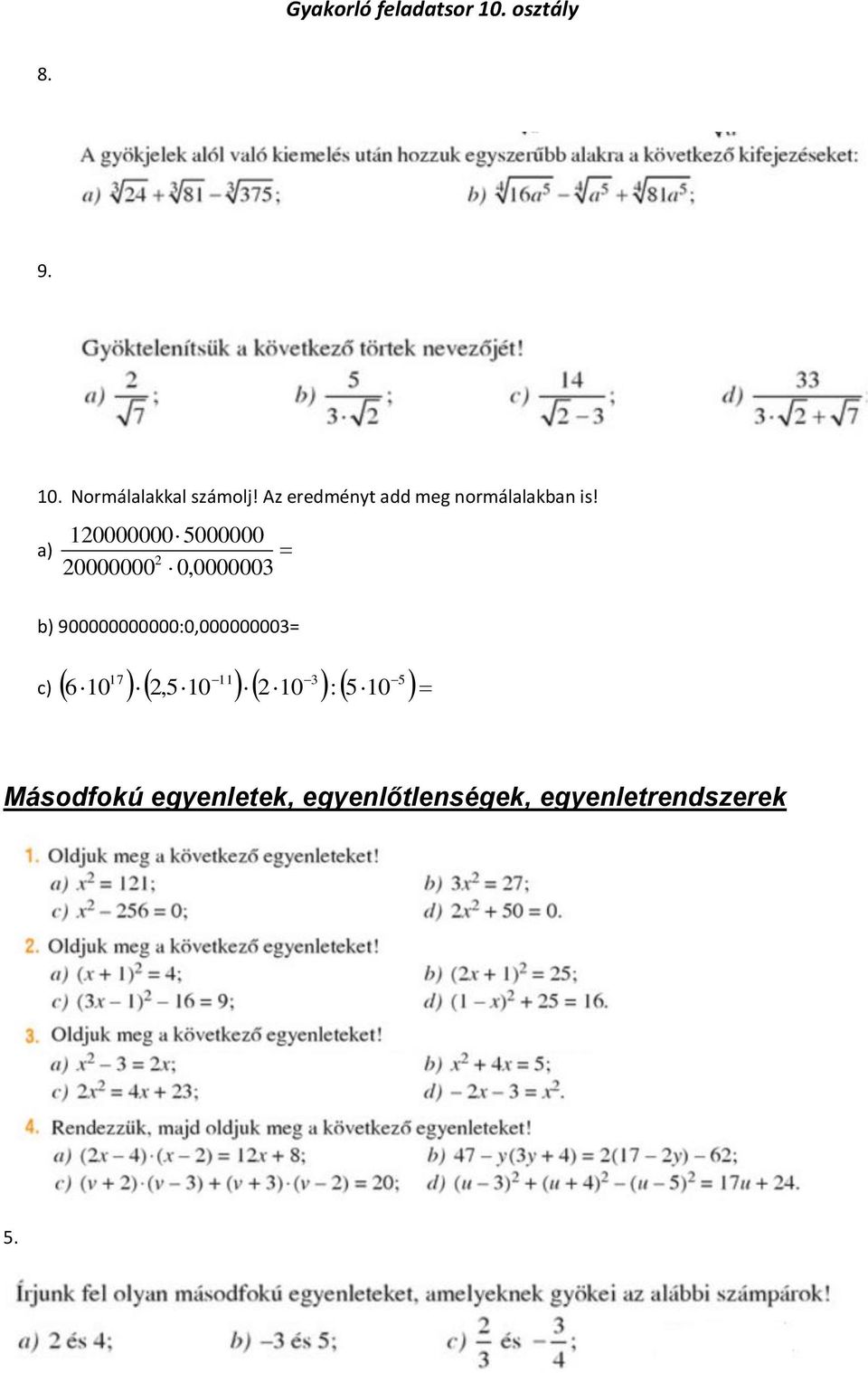 Hatvány, gyök, normálalak - PDF Ingyenes letöltés