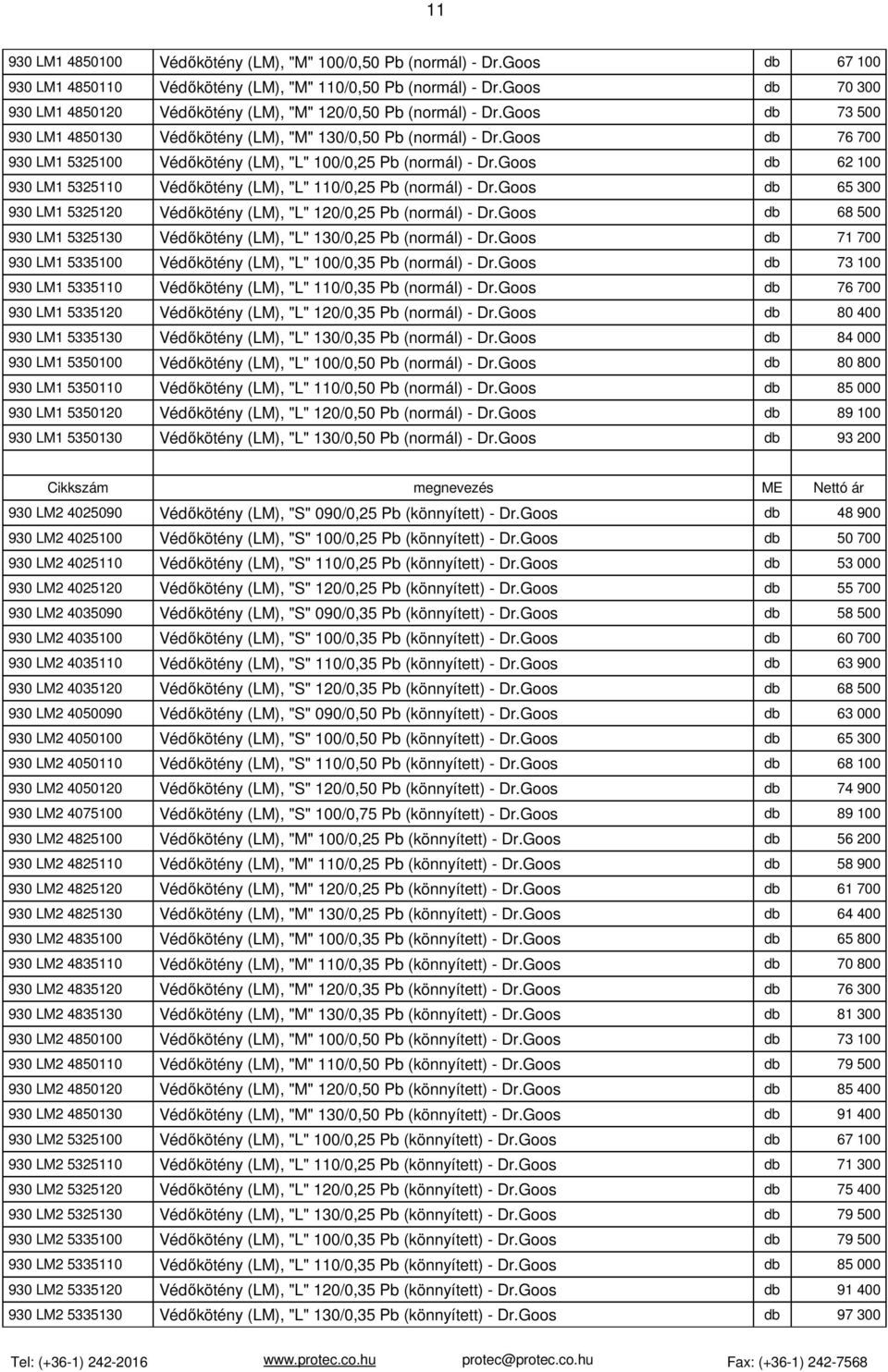 Goos 76 700 930 LM1 5325100 Védőkötény (LM), "L" 100/0,25 Pb (normál) - Dr.Goos 62 100 930 LM1 5325110 Védőkötény (LM), "L" 110/0,25 Pb (normál) - Dr.