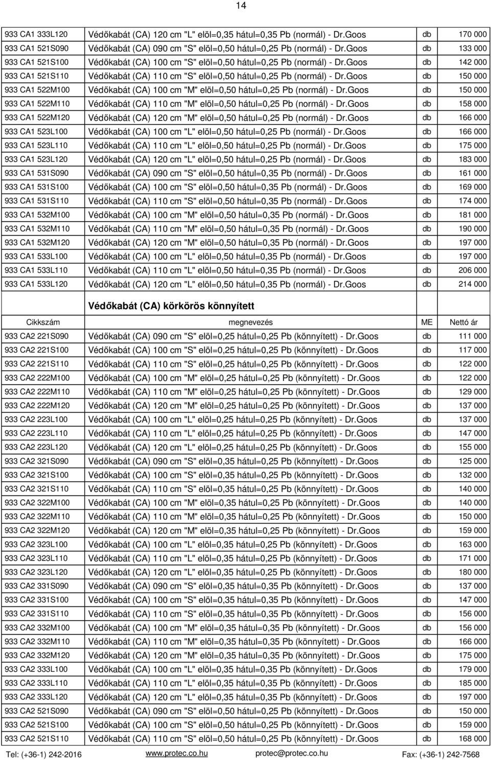 Goos 150 000 933 CA1 522M100 Védőkabát (CA) 100 cm "M" elöl=0,50 hátul=0,25 Pb (normál) - Dr.Goos 150 000 933 CA1 522M110 Védőkabát (CA) 110 cm "M" elöl=0,50 hátul=0,25 Pb (normál) - Dr.