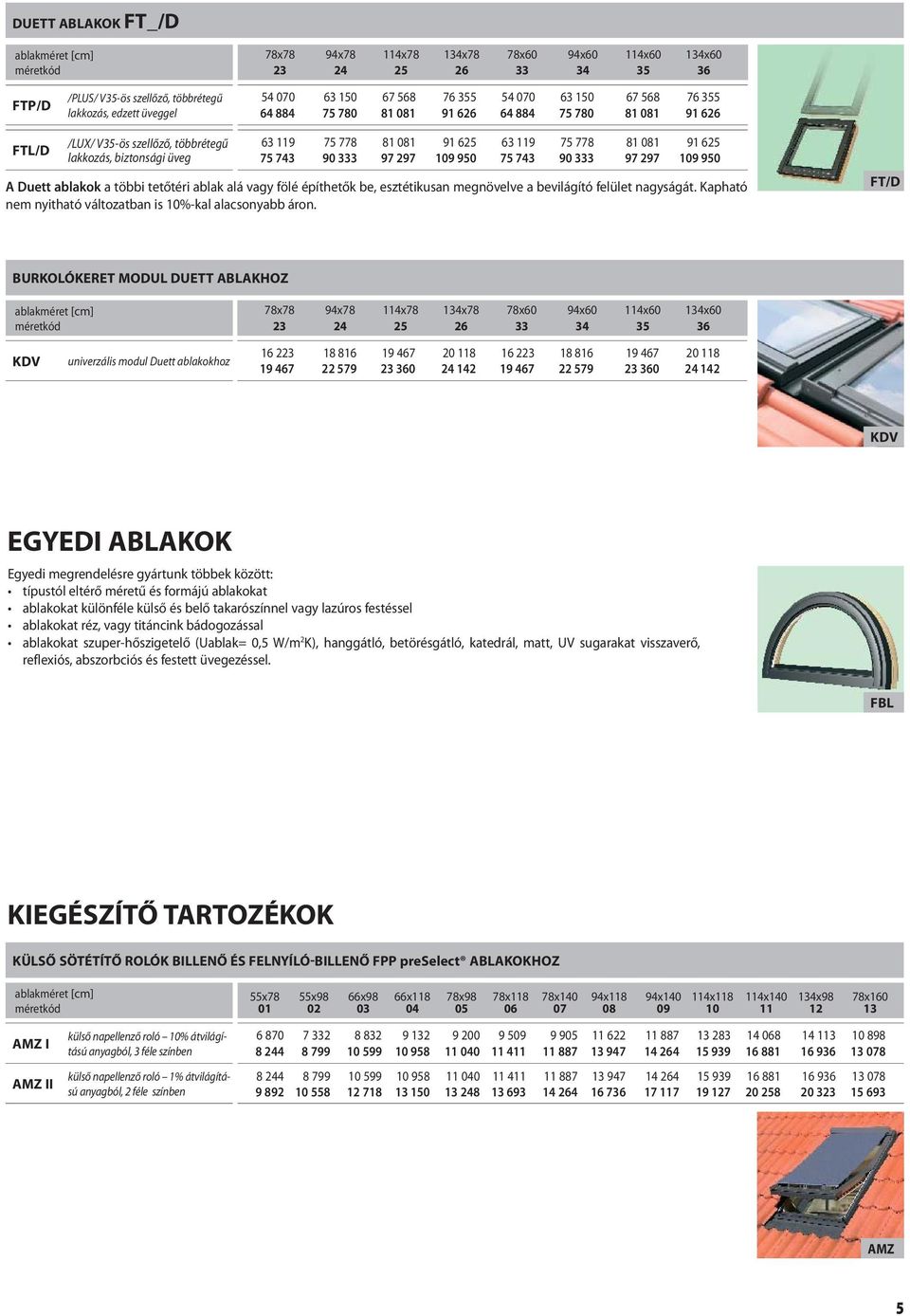 743 90 333 97 297 109 950 75 743 90 333 97 297 109 950 A Duett ablakok a többi tetőtéri ablak alá vagy fölé építhetők be, esztétikusan megnövelve a bevilágító felület nagyságát.