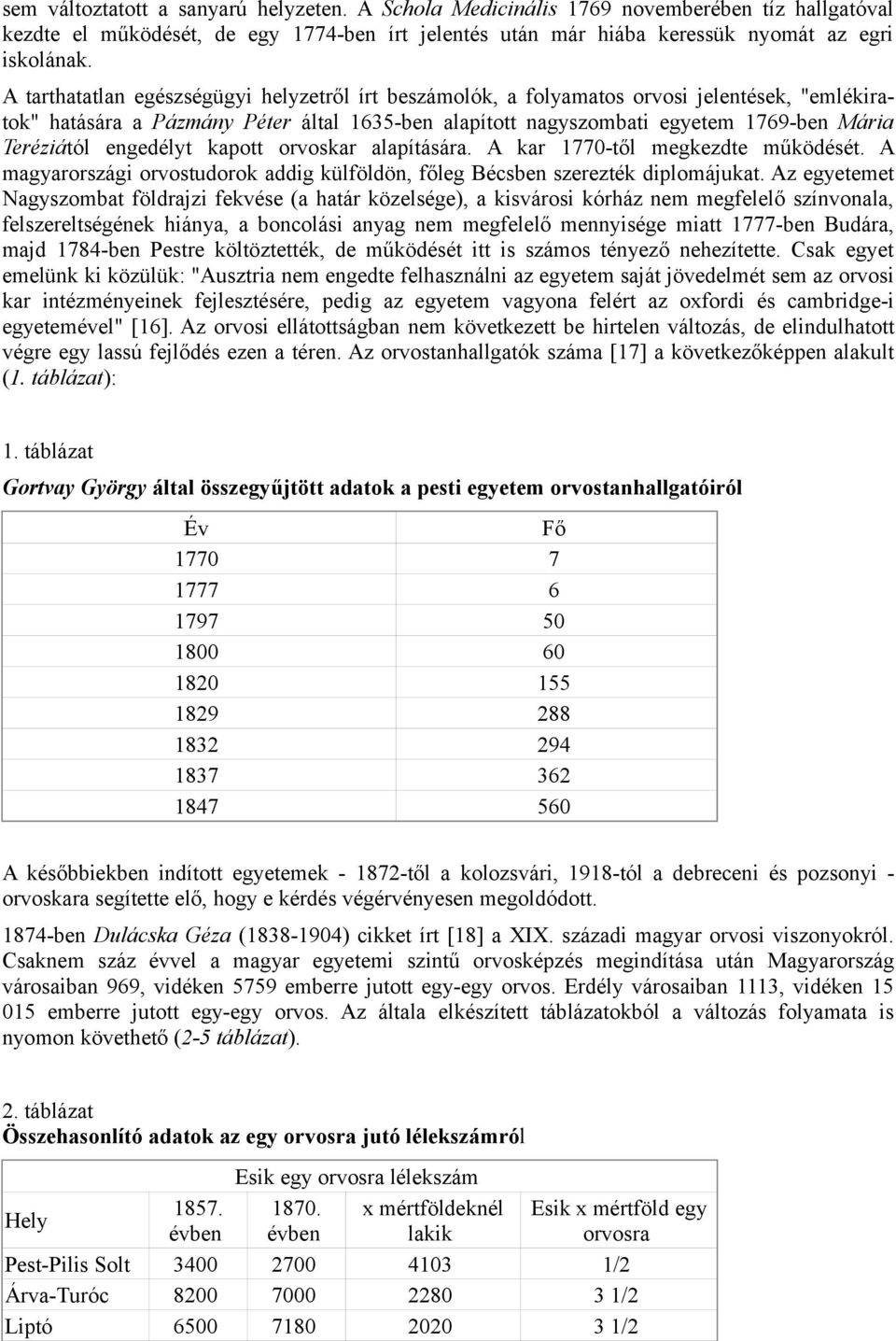 engedélyt kapott orvoskar alapítására. A kar 1770-től megkezdte működését. A magyarországi orvostudorok addig külföldön, főleg Bécsben szerezték diplomájukat.