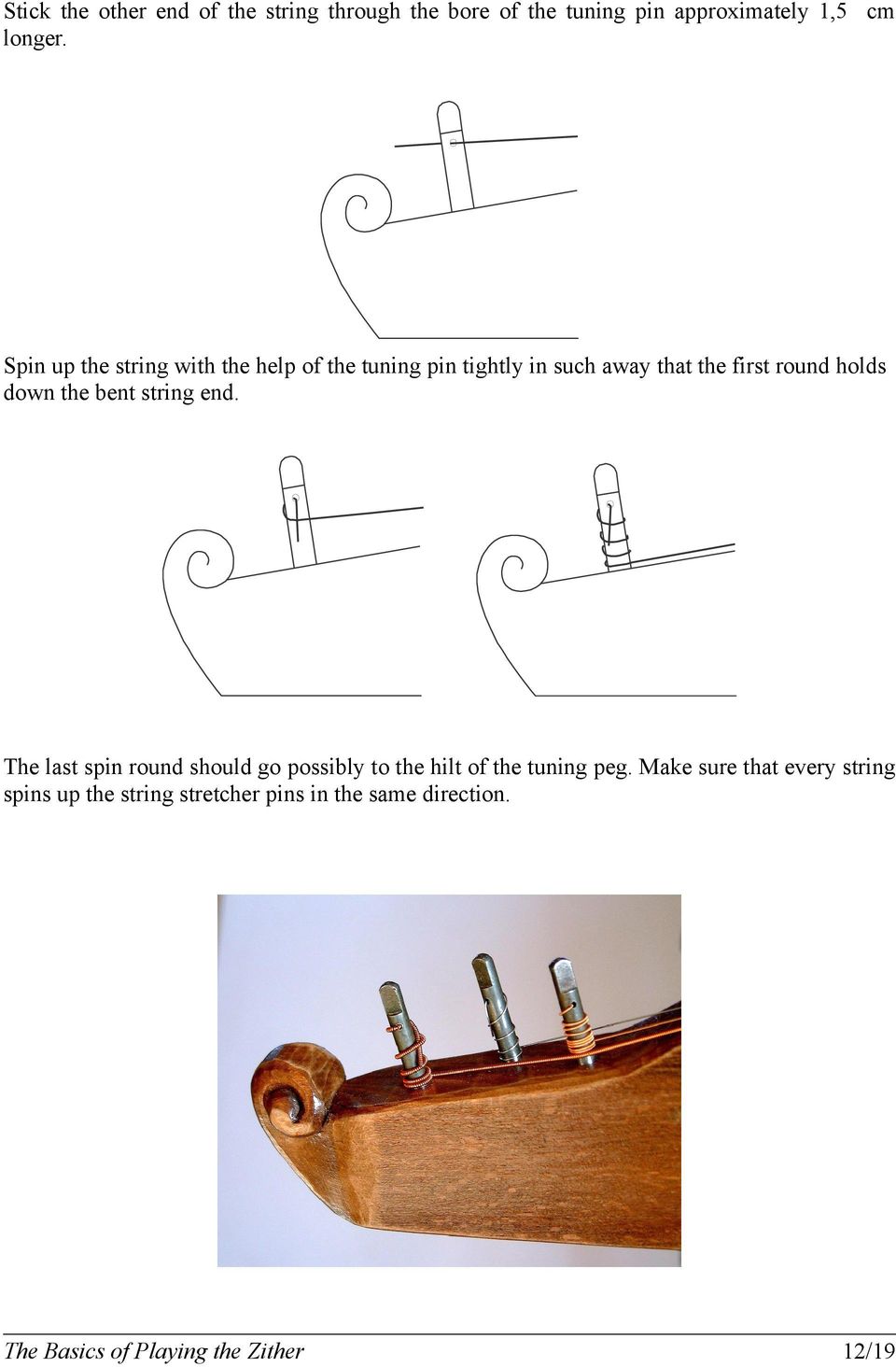 holds down the bent string end.