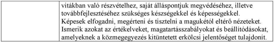 Képesek elfogadni, megérteni és tisztelni a magukétól eltérő nézeteket.