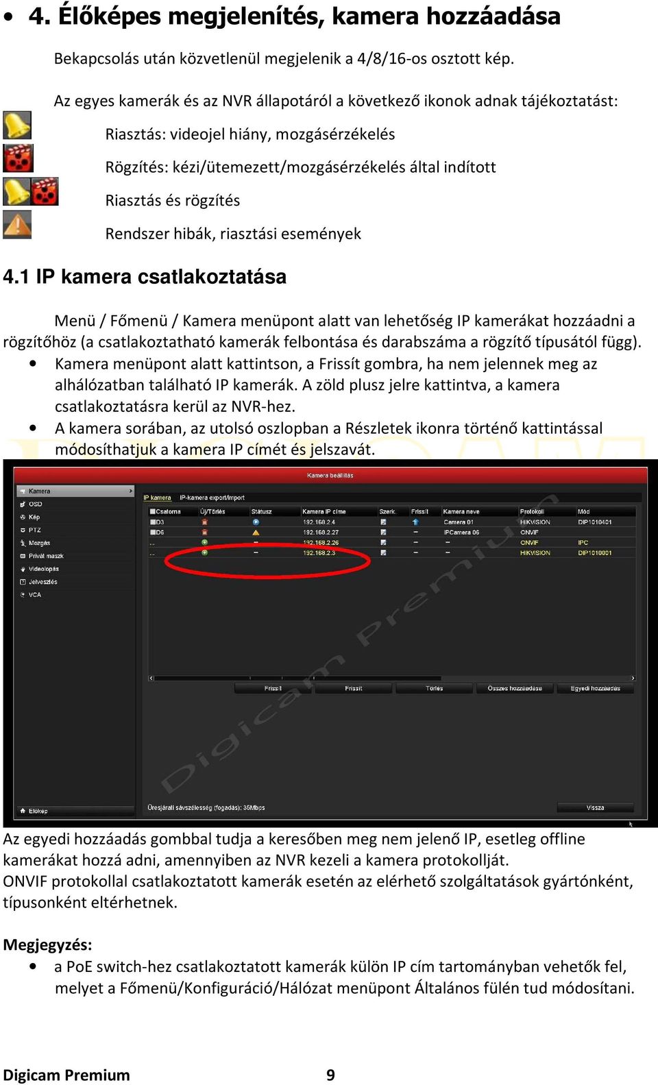 Rendszer hibák, riasztási események 4.