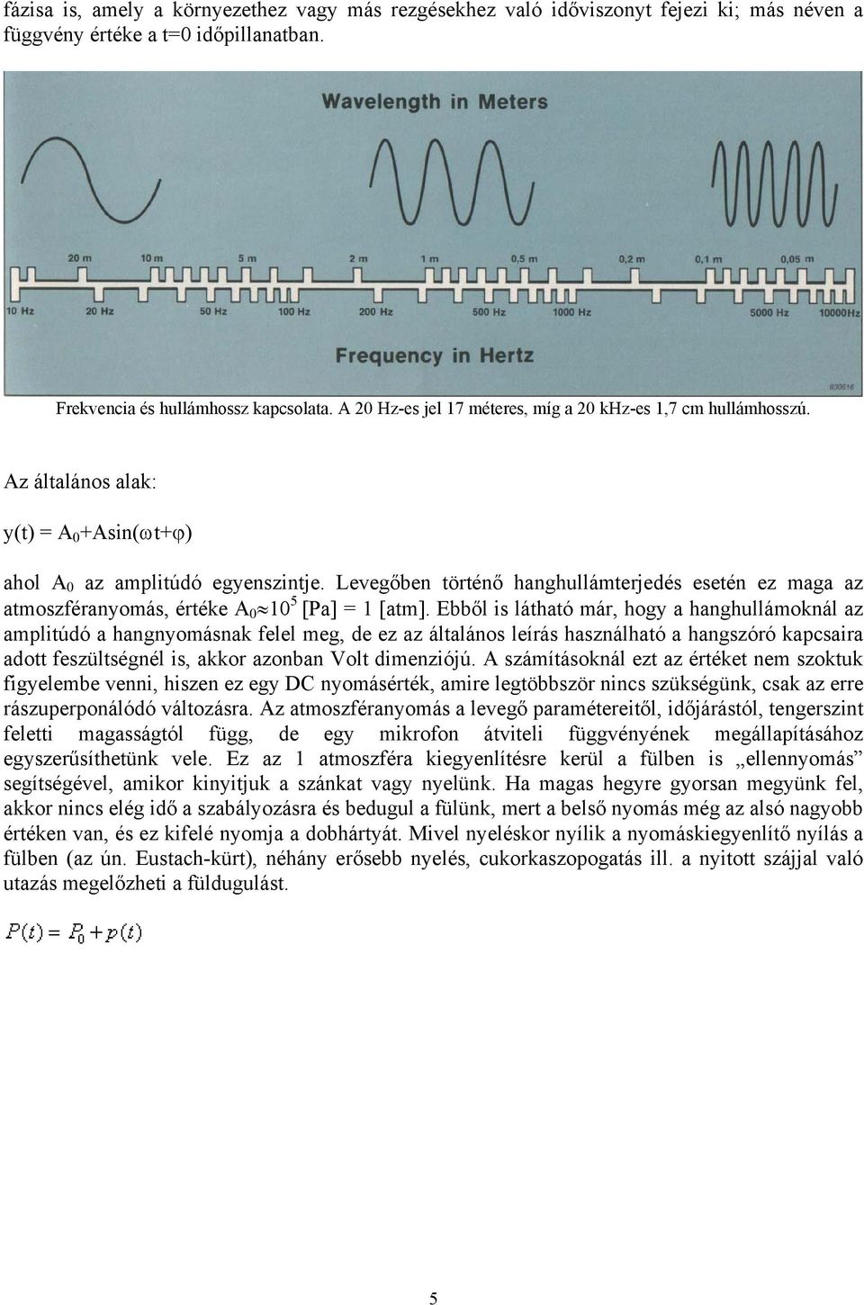 Levegőben történő hanghullámterjedés esetén ez maga az atmoszféranyomás, értéke A 0 10 5 [Pa] = 1 [atm].
