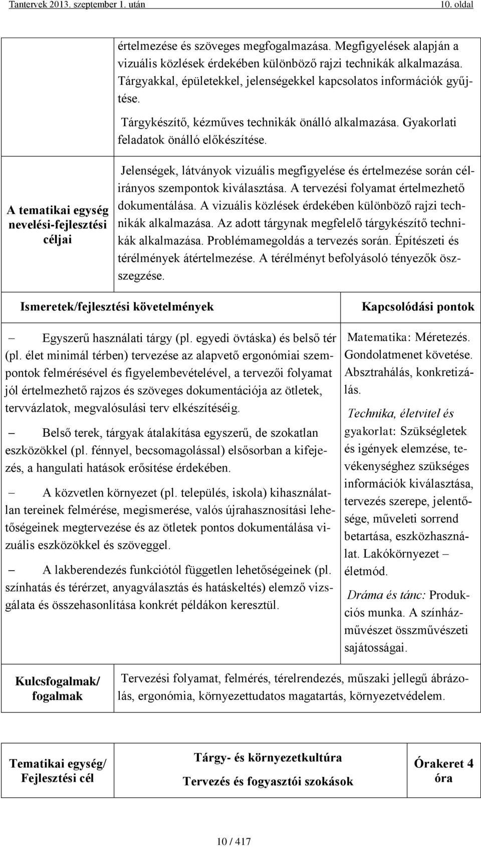 A tematikai egység nevelési-fejlesztési Jelenségek, látványok vizuális megfigyelése és értelmezése során célirányos szempontok kiválasztása. A tervezési folyamat értelmezhető dokumentálása.