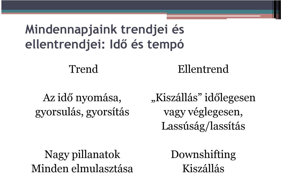 pillanatok Minden elmulasztása Ellentrend Kiszállás