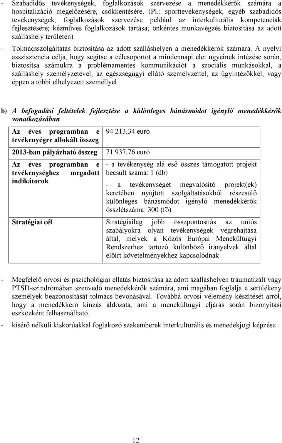 az adott szálláshely területén) - Tolmácsszolgáltatás biztosítása az adott szálláshelyen a menedékkérők számára.