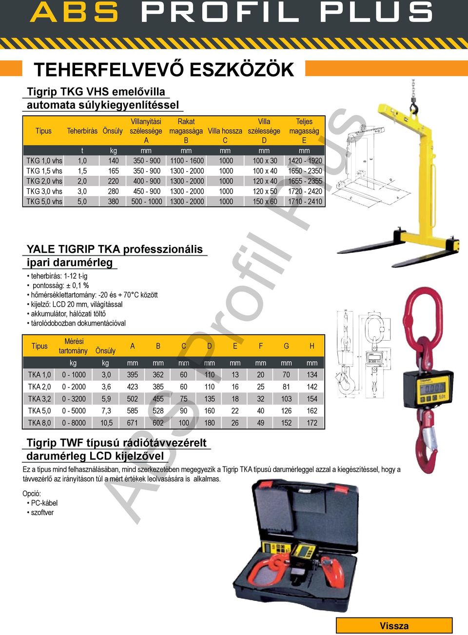 400-900 280 450-900 5,0 380 500-000 Típus YALE TIGRIP TKA pesszionális ipari darumérleg teherbírás: -2 t-ig pontosság: ± 0, % hőmérséklettartomány: - és + 70 C között kijelző: LCD, világítással