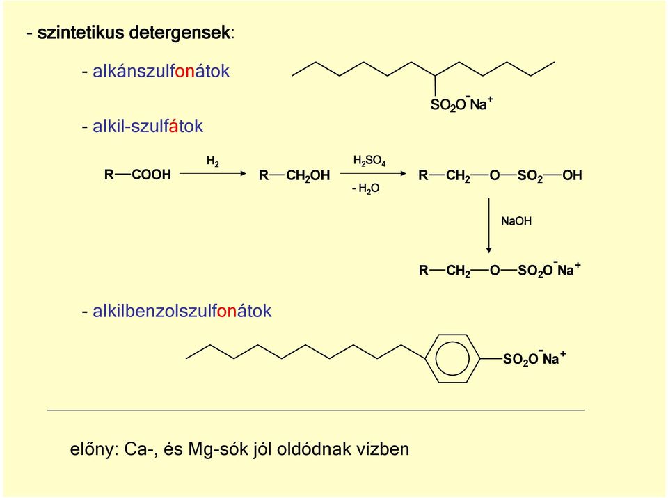 2 H 2 S 2 H NaH - alkilbenzolszulfonátok H 2 S 2 -