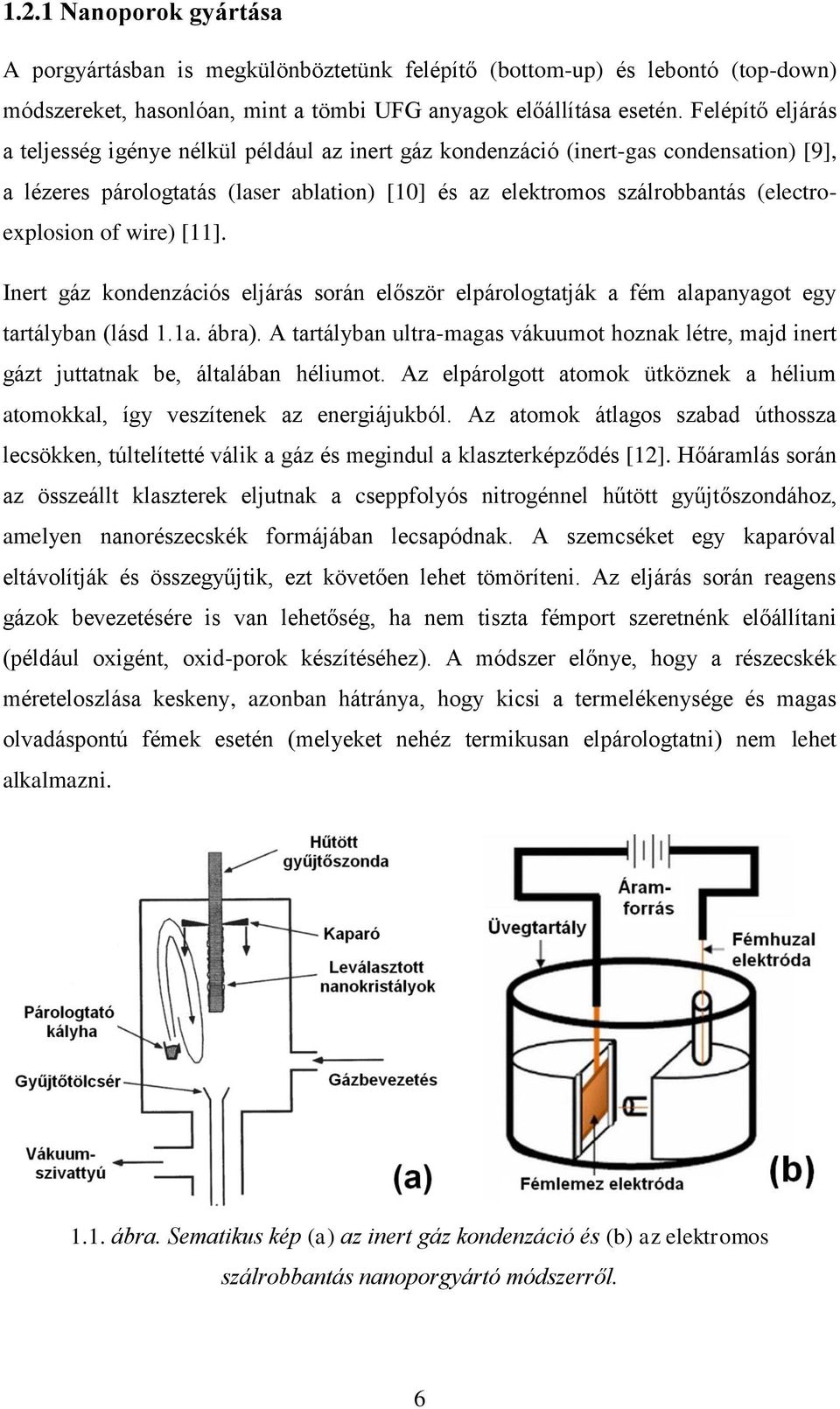 of wire) [11]. Inert gáz kondenzációs eljárás során először elpárologtatják a fém alapanyagot egy tartályban (lásd 1.1a. ábra).
