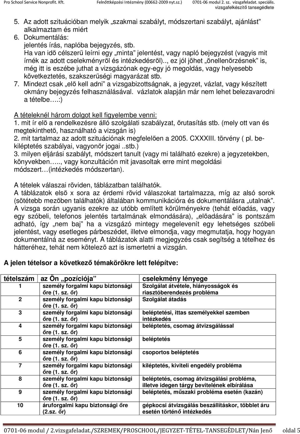 ., ez jól jöhet önellenőrzésnek is, még itt is eszébe juthat a vizsgázónak egy-egy jó megoldás, vagy helyesebb következtetés, szakszerűségi magyarázat stb. 7.