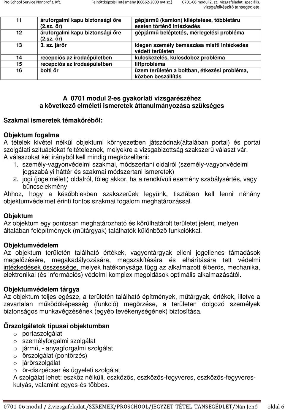 területén a boltban, étkezési probléma, közben beszállítás A 0701 modul 2-es gyakorlati vizsgarészéhez a következő elméleti ismeretek áttanulmányozása szükséges Szakmai ismeretek témaköréből: