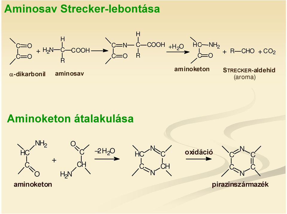 aminosav (aroma) Aminoketon átalakulása NH 2 H