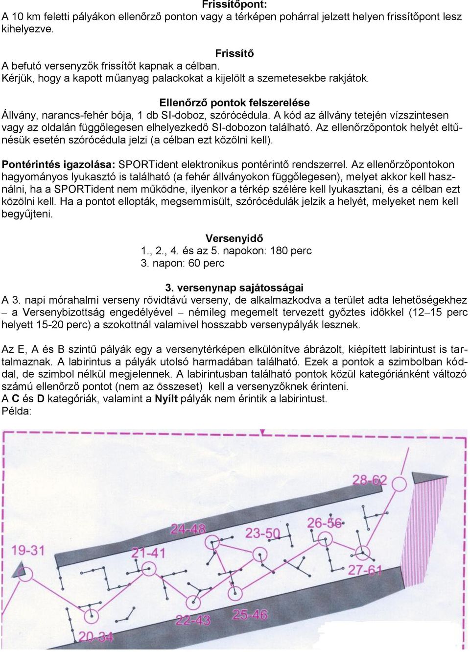 A kód az állvány tetején vízszintesen vagy az oldalán függőlegesen elhelyezkedő SI-dobozon található. Az ellenőrzőpontok helyét eltűnésük esetén szórócédula jelzi (a célban ezt közölni kell).