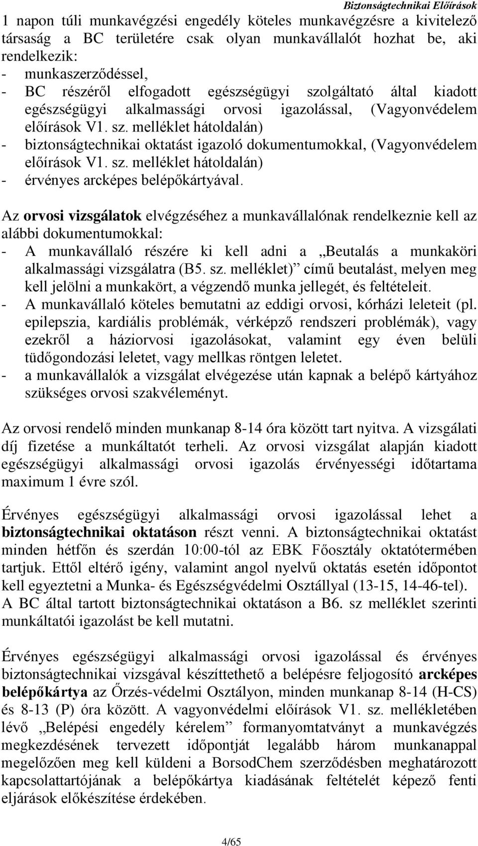 EBK (Egészségvédelmi, Biztonságtechnikai, Környezetvédelmi és  Vagyonvédelmi) Előírások - PDF Ingyenes letöltés