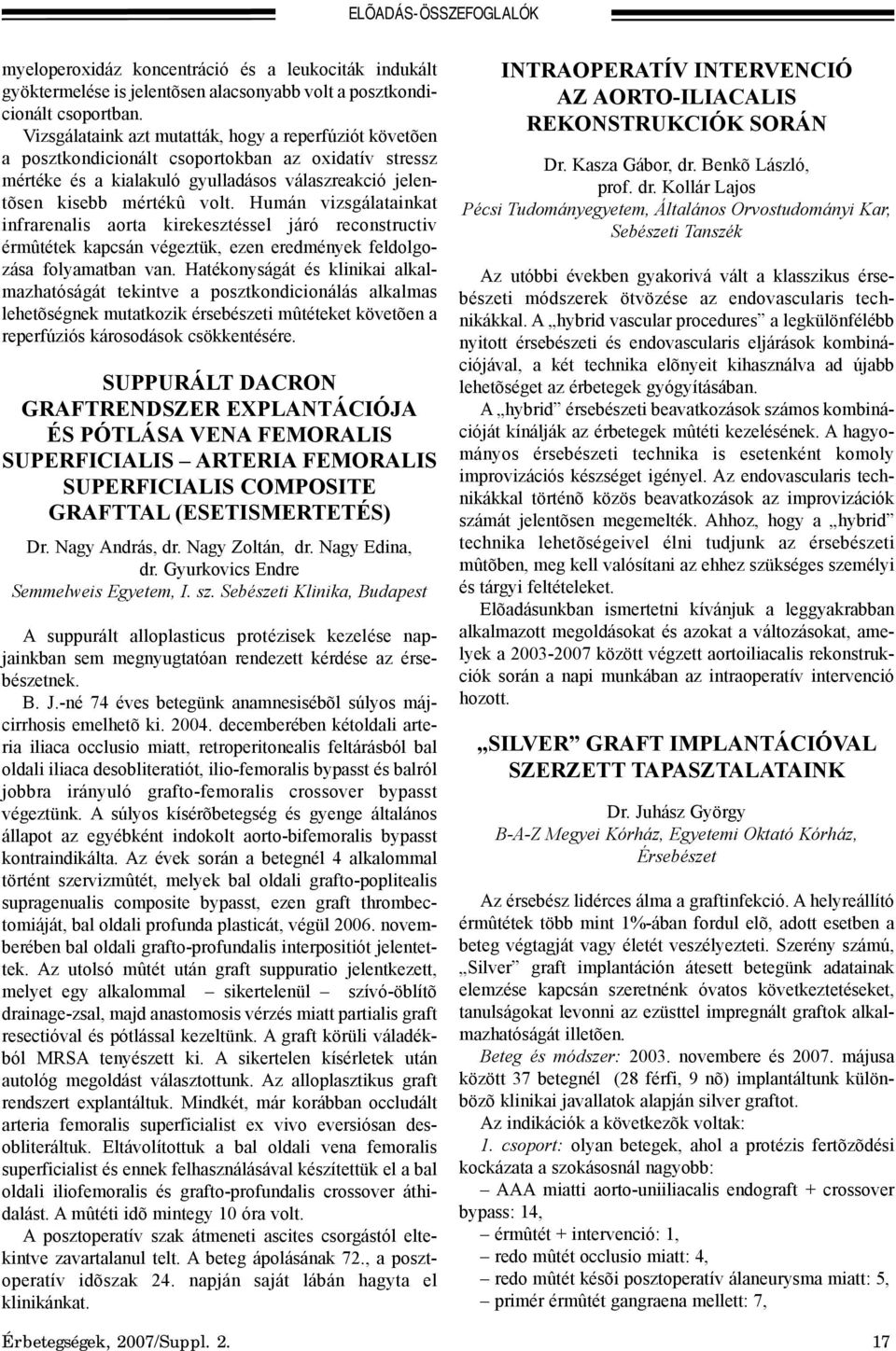 Humán vizsgálatainkat infrarenalis aorta kirekesztéssel járó reconstructiv érmûtétek kapcsán végeztük, ezen eredmények feldolgozása folyamatban van.
