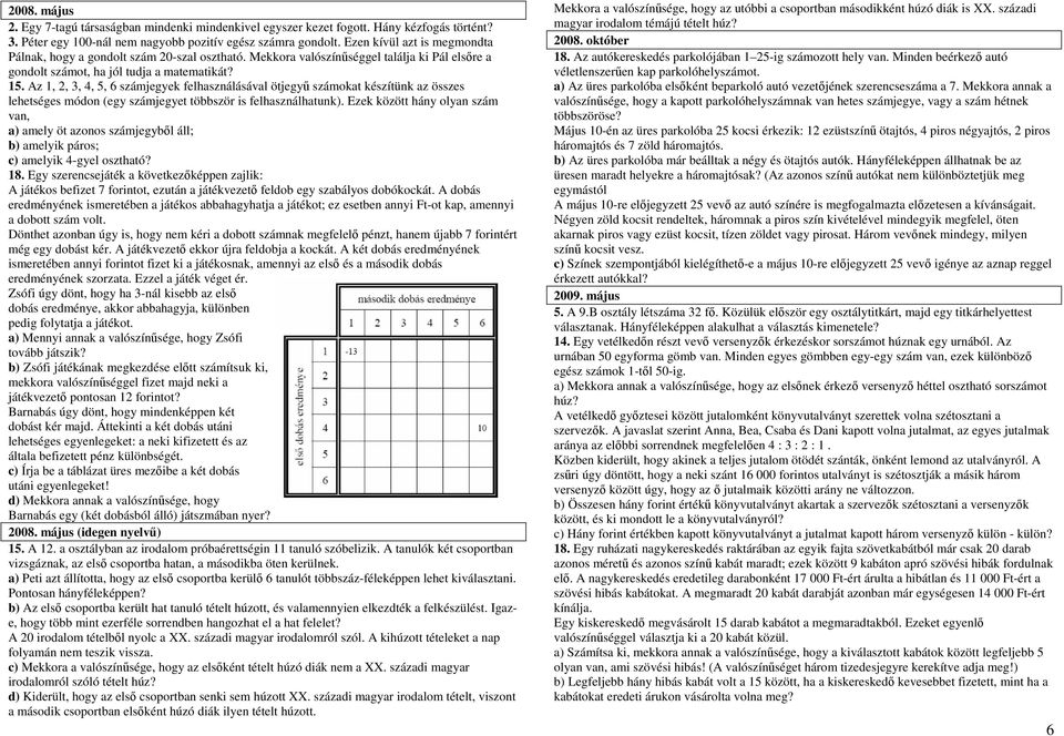 Az 1, 2, 3, 4, 5, 6 számjegyek felhasználásával ötjegyű számokat készítünk az összes lehetséges módon (egy számjegyet többször is felhasználhatunk).