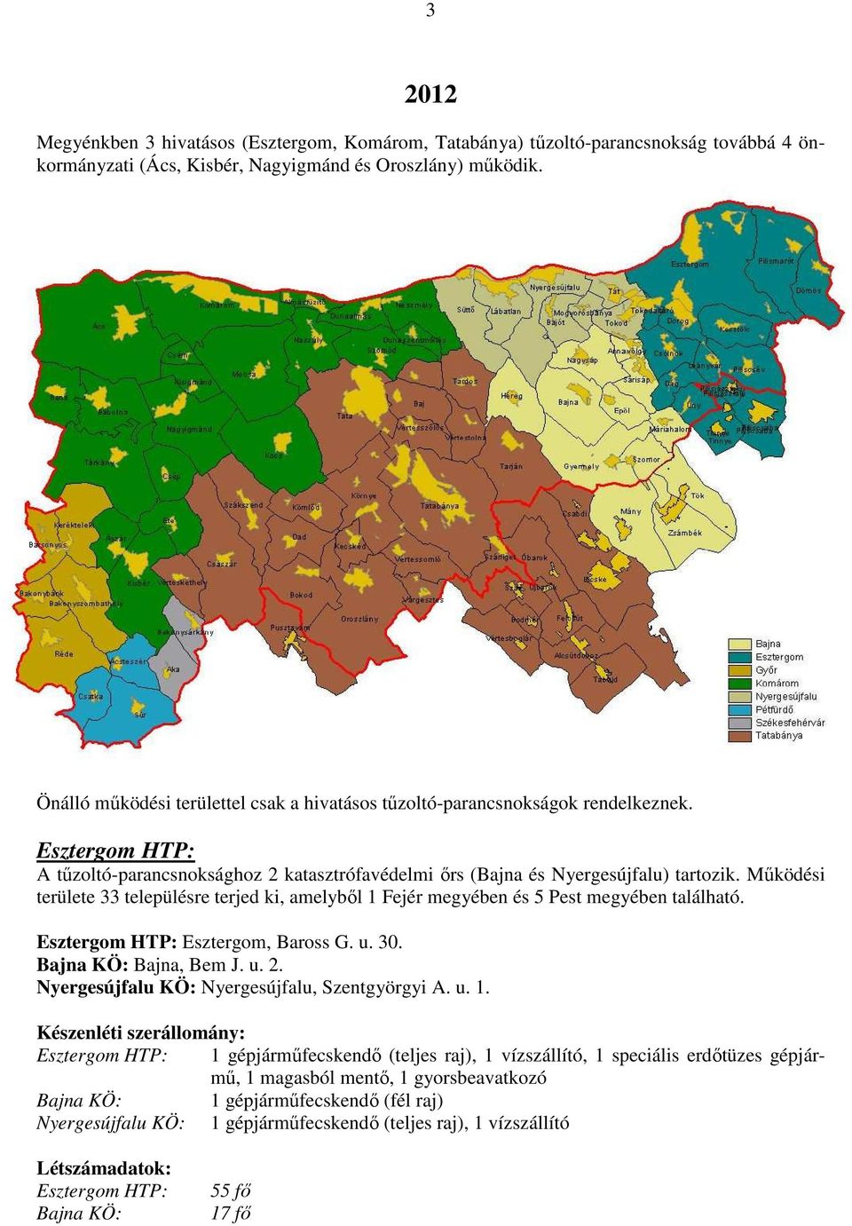 Működési területe 33 településre terjed ki, amelyből 1 Fejér megyében és 5 Pest megyében található. Esztergom HTP: Esztergom, Baross G. u. 30. Bajna KÖ: Bajna, Bem J. u. 2.