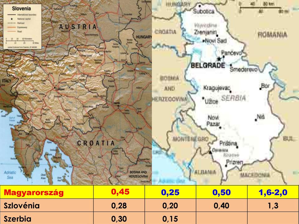 1,3 Ausztria 0,35 0,20 0,40 1,4-1,7 Szlovákia 0,32 0,20 0,25 1,7 Magyarország 0,45 0,25 0,50 1,6-2,0 Csehország 0,30-0,38