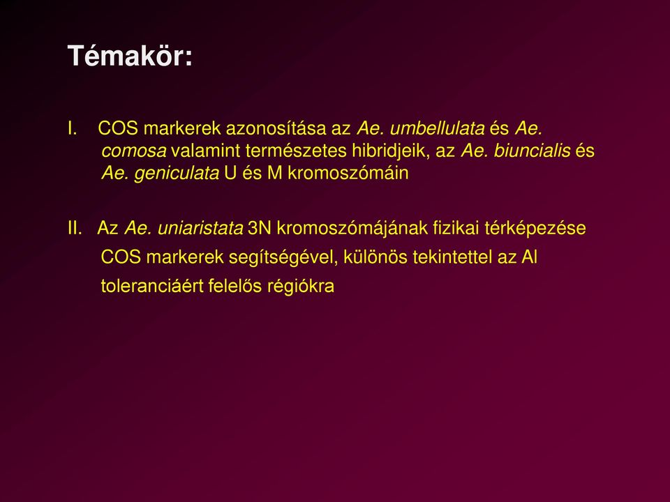 geniculata U és M kromoszómáin II. Az Ae.