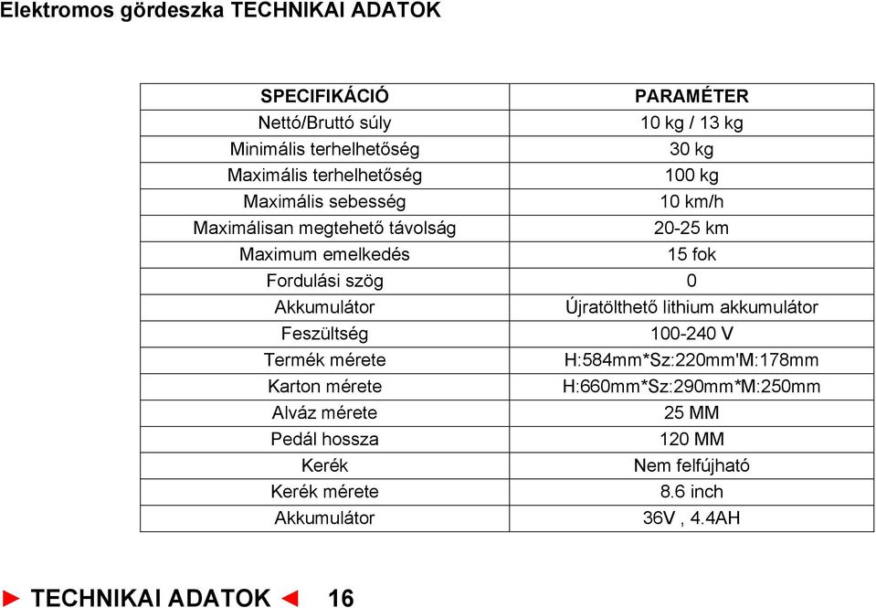 Akkumulátor Újratölthető lithium akkumulátor Feszültség 100-240 V Termék mérete H:584mm*Sz:220mm'M:178mm Karton mérete