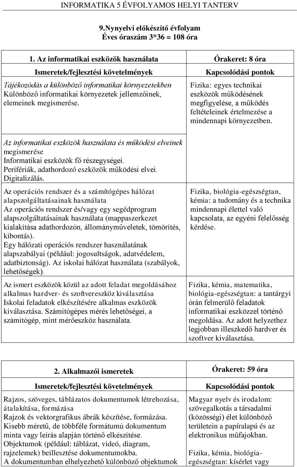 Fizika: egyes technikai eszközök működésének megfigyelése, a működés feltételeinek értelmezése a mindennapi környezetben.