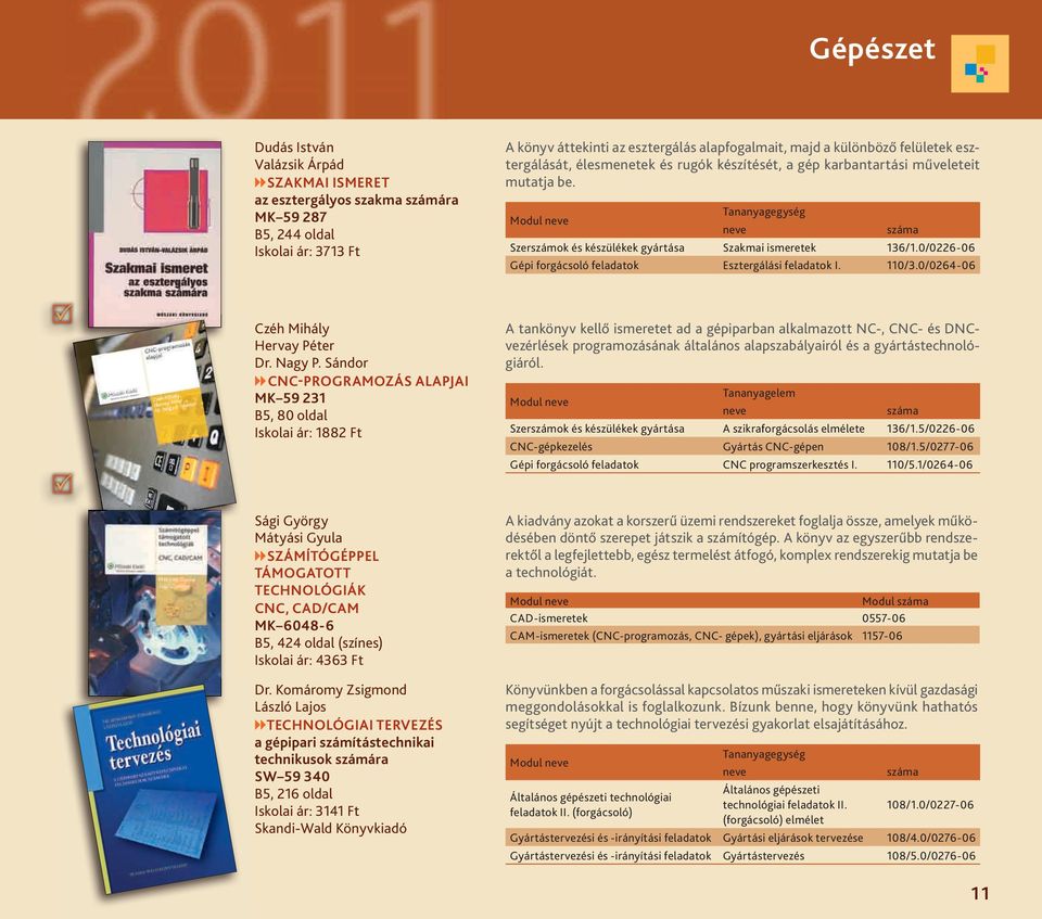 0/0226-06 Gépi forgácsoló feladatok Esztergálási feladatok I. 110/3.0/0264-06 Czéh Mihály Hervay Péter Dr. Nagy P.