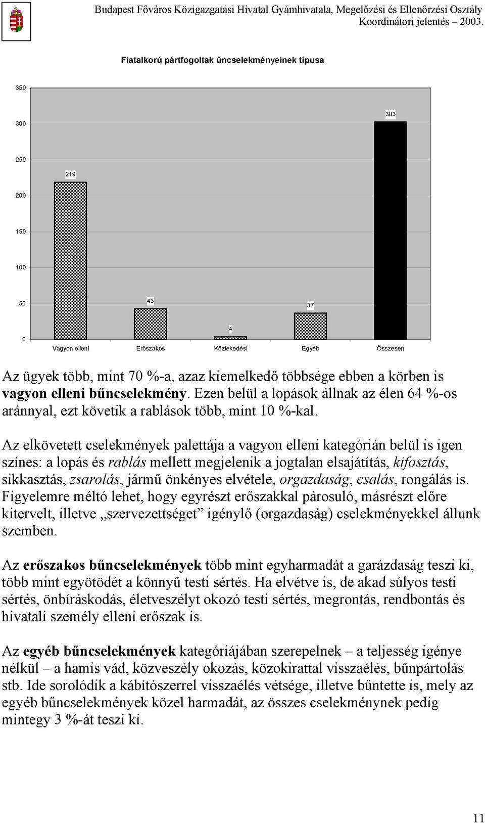 Az elkövetett cselekmények palettája a vagyon elleni kategórián belül is igen színes: a lopás és rablás mellett megjelenik a jogtalan elsajátítás, kifosztás, sikkasztás, zsarolás, jármű önkényes