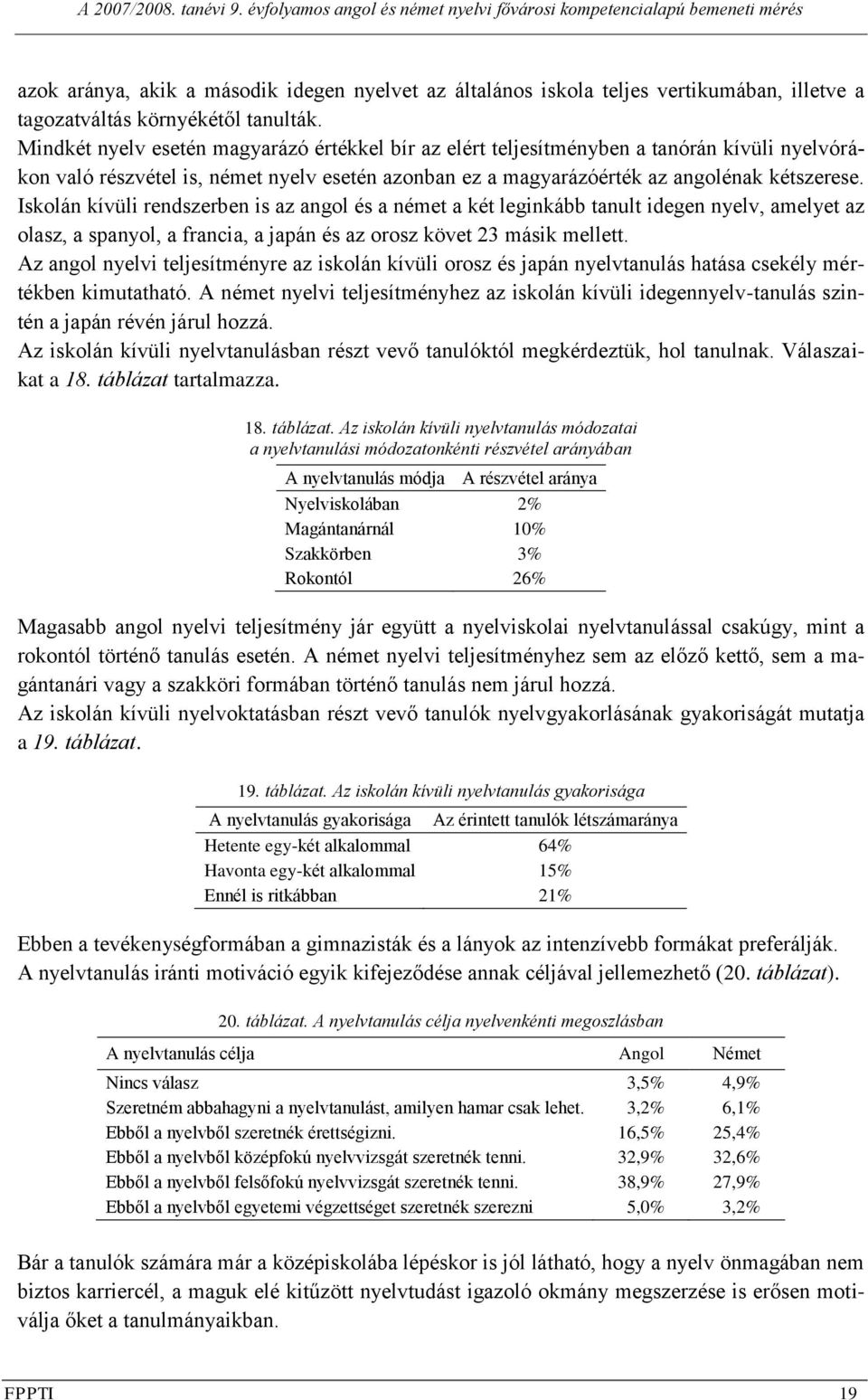 Iskolán kívüli rendszerben is az angol és a német a két leginkább tanult idegen nyelv, amelyet az olasz, a spanyol, a francia, a japán és az orosz követ 23 másik mellett.