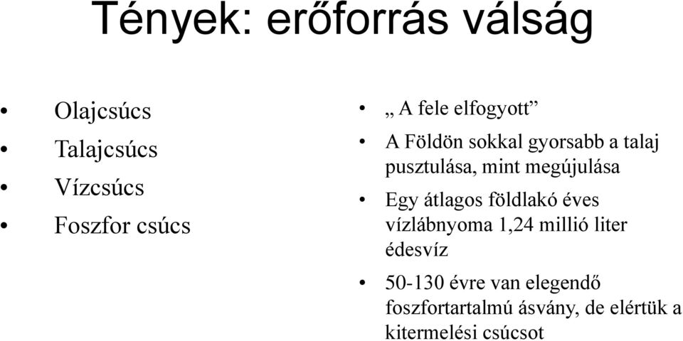 megújulása Egy átlagos földlakó éves vízlábnyoma 1,24 millió liter