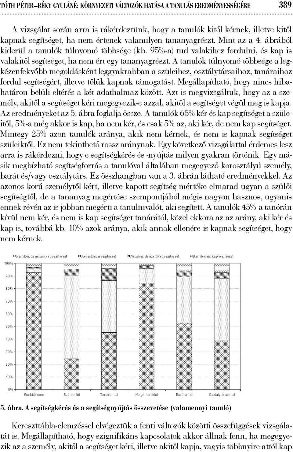 A tanulók túlnyomó többsége a legkézenfekvőbb megoldásként leggyakrabban a szüleihez, osztálytársaihoz, tanáraihoz fordul segítségért, illetve tőlük kapnak támogatást.