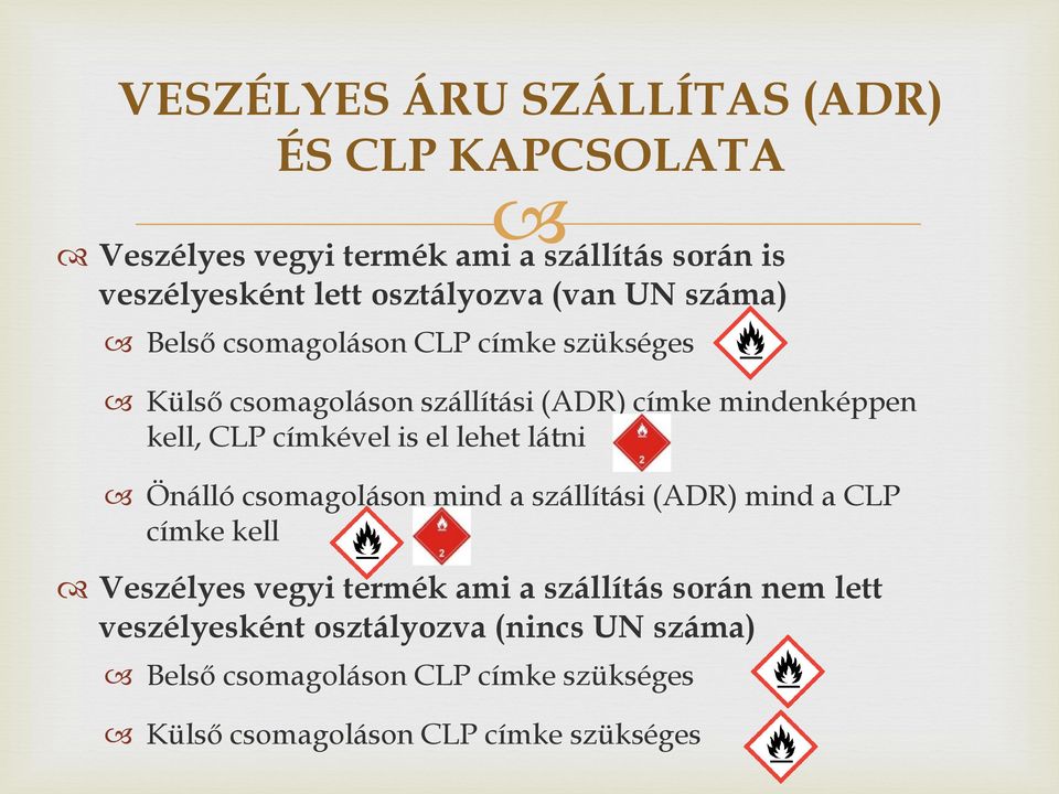 is el lehet látni Önálló csomagoláson mind a szállítási (ADR) mind a CLP címke kell Veszélyes vegyi termék ami a szállítás során