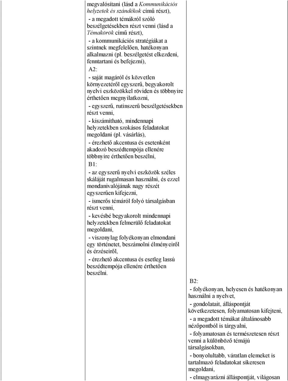 beszélgetést elkezdeni, fenntartani és befejezni), - saját magáról és közvetlen környezetéről egyszerű, begyakorolt nyelvi eszközökkel röviden és többnyire érthetően megnyilatkozni, - egyszerű,