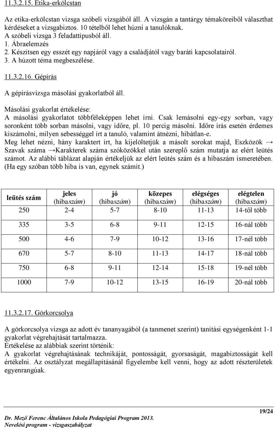 Gépírás A gépírásvizsga másolási gyakorlatból áll. Másolási gyakorlat értékelése: A másolási gyakorlatot többféleképpen lehet írni.