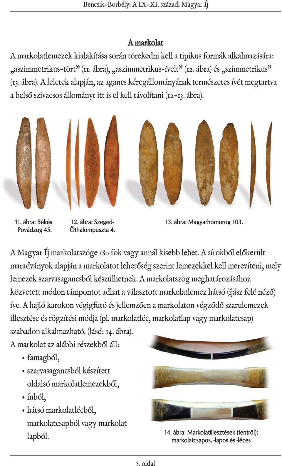 ábra). 11. ábra: Békés 12. ábra: Szeged- 13. ábra: Magyarhomorog 103. Povádzug 45. Öthalompuszta 4. A Magyar Íj markolatszöge 180 fok vagy annál kisebb lehet.