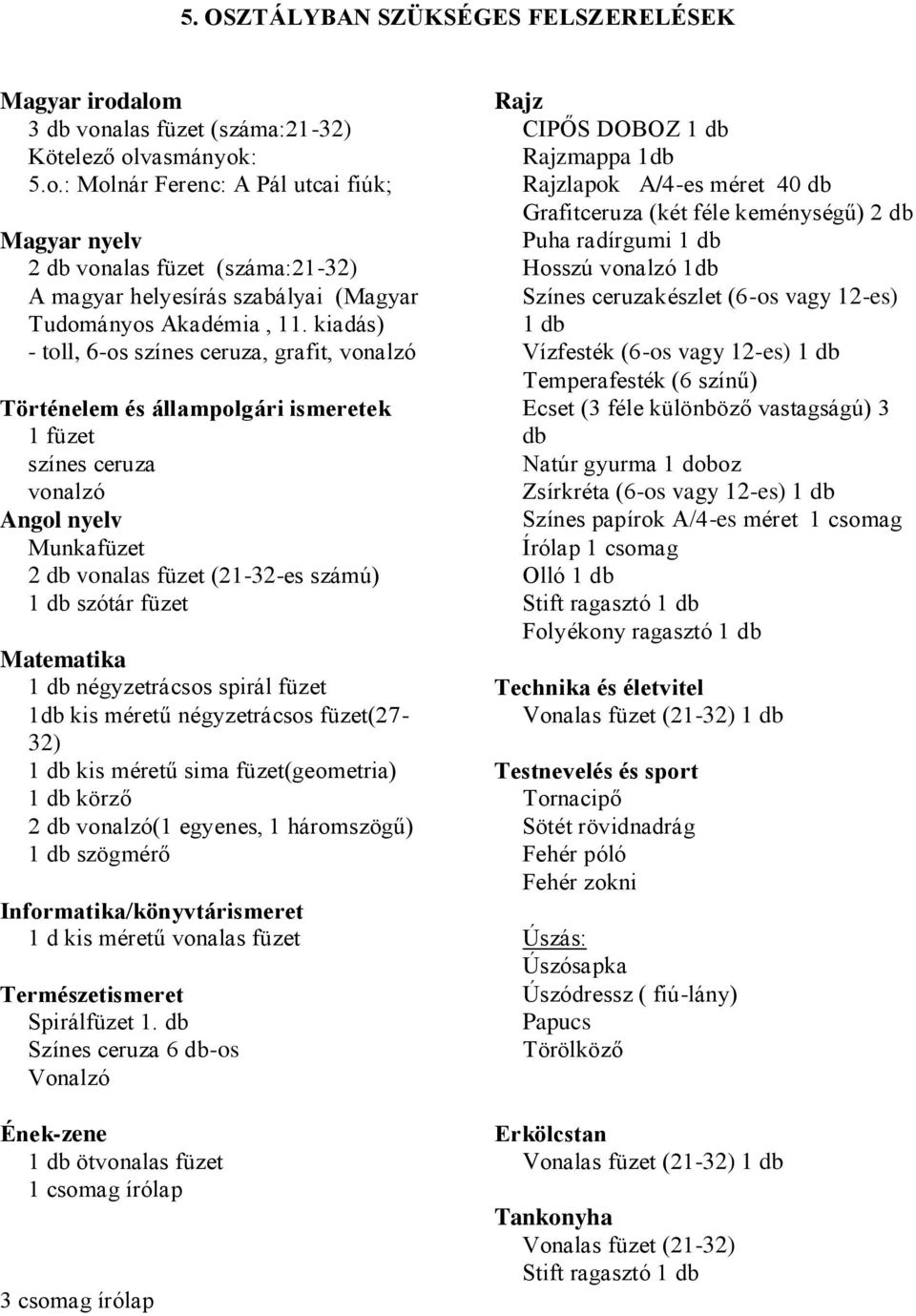 db négyzetrácsos spirál füzet 1db kis méretű négyzetrácsos füzet(27-32) 1 db kis méretű sima füzet(geometria) 1 db körző 2 db vonalzó(1 egyenes, 1 háromszögű) 1 db szögmérő