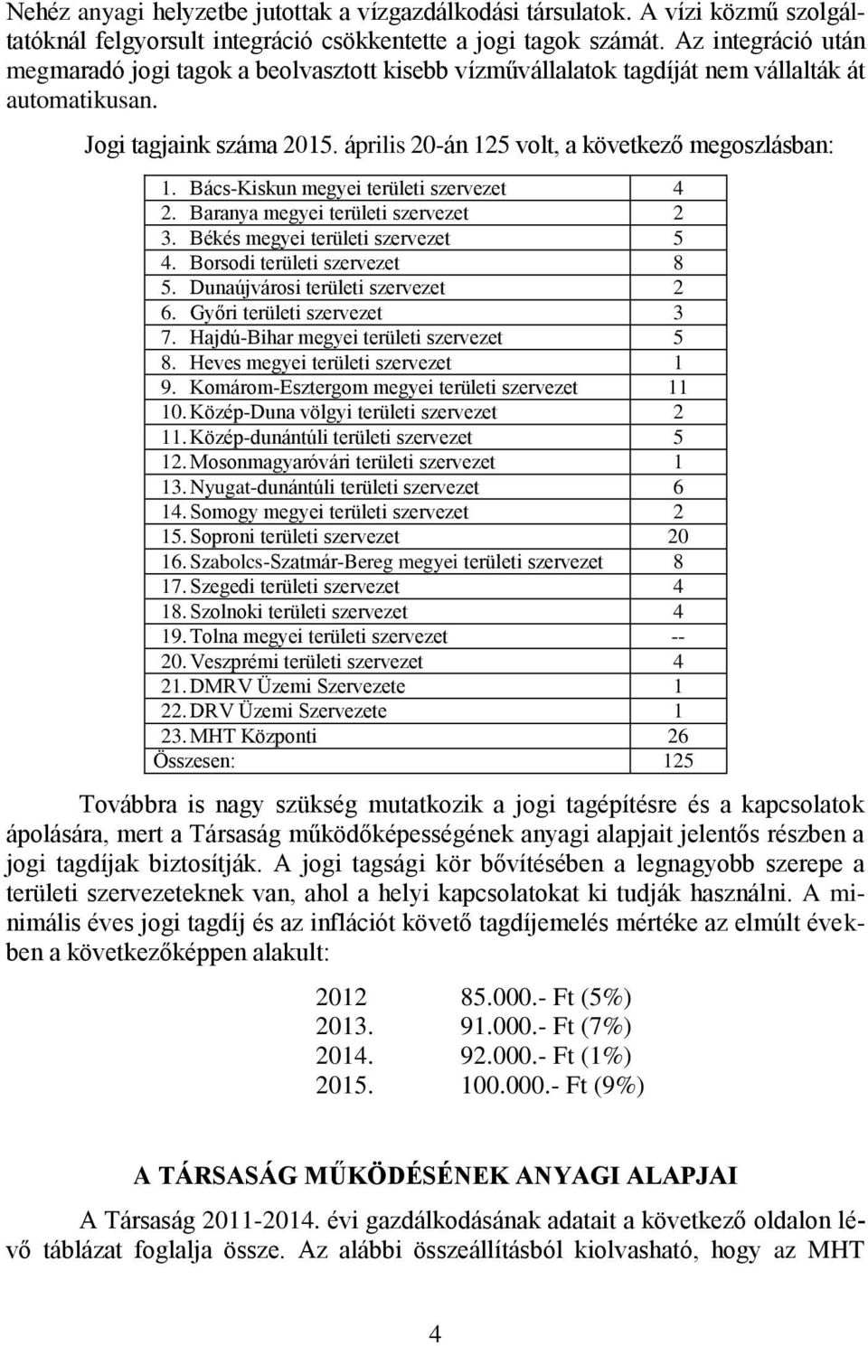 Bács-Kiskun megyei területi szervezet 4 2. Baranya megyei területi szervezet 2 3. Békés megyei területi szervezet 5 4. Borsodi területi szervezet 8 5. Dunaújvárosi területi szervezet 2 6.